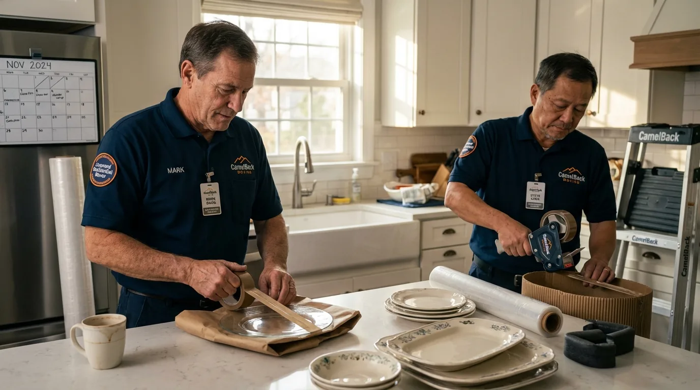 Professional crew packing kitchen dishware in Waverly, NE